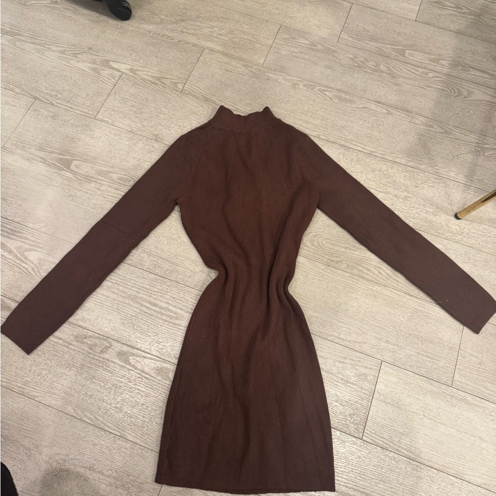 Elegant Brown Knit Dress